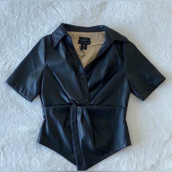House of Harlow 1960 Tops - House of Harlow 1960 Black Button Down Fitted Top